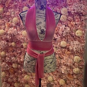 Windsor Pink & White Retro Halter Top💕